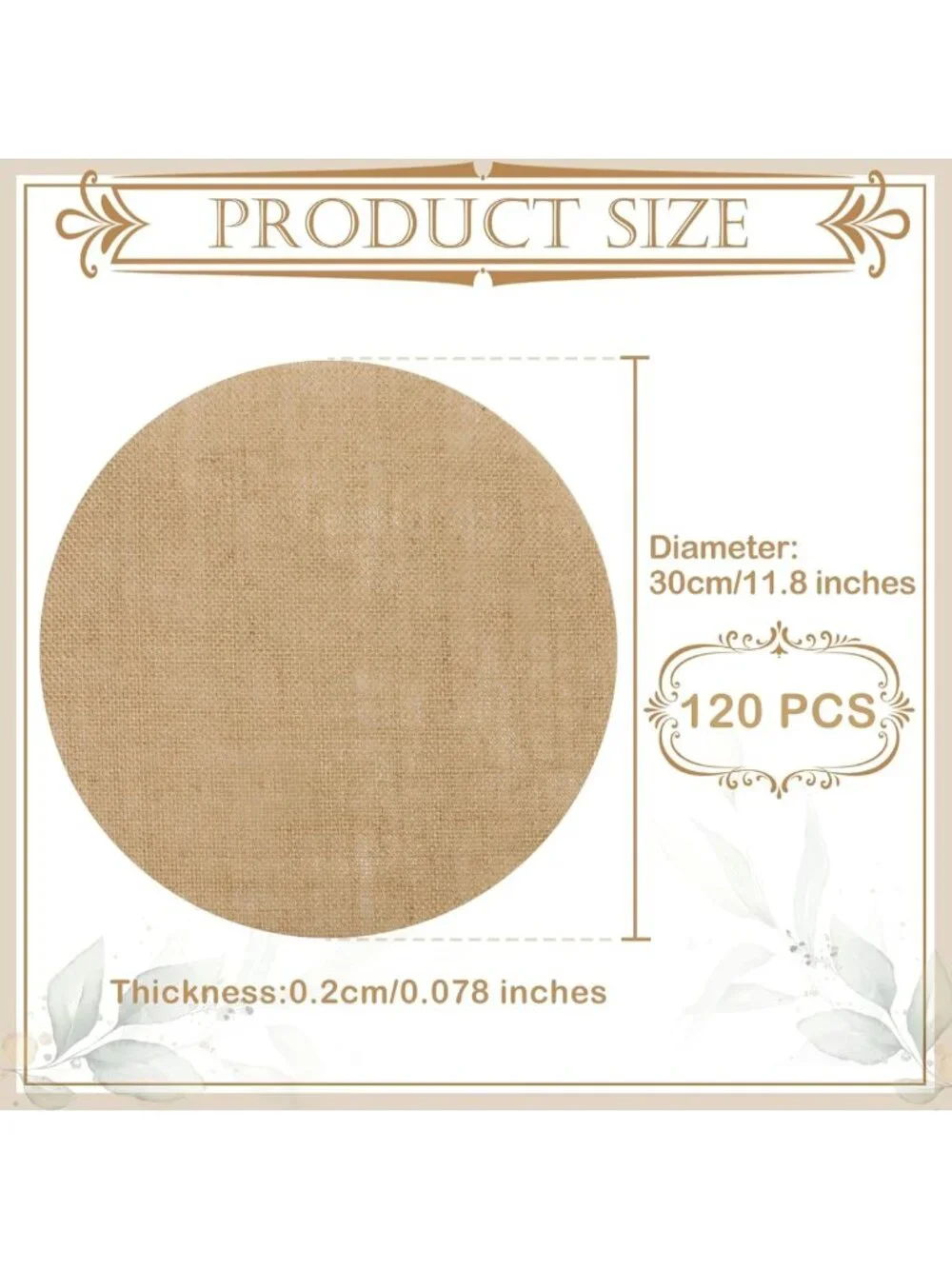 120 PCS Round Jute Placemats | 11.8